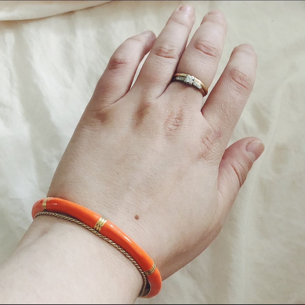 Orange Enamel J. Crew Bangle with Gold Accents
